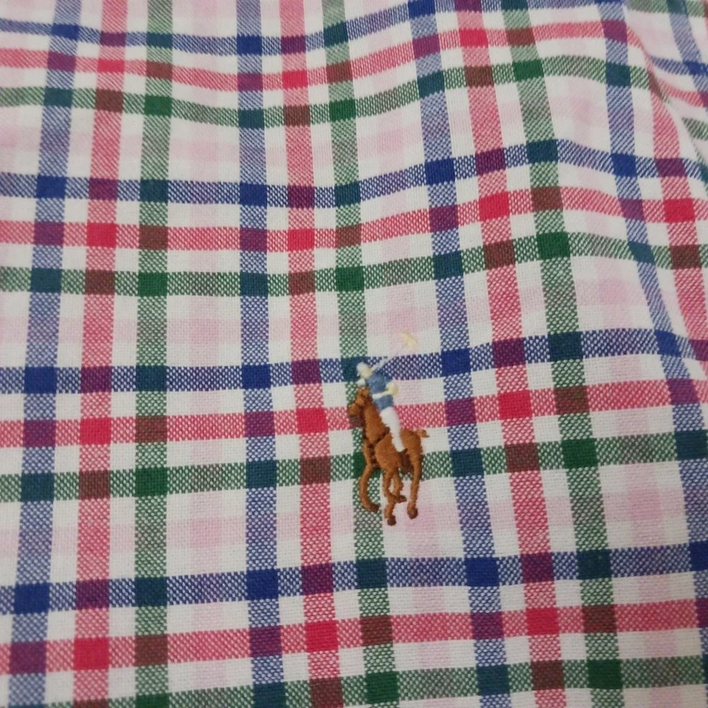 Ralph Lauren Mens Plaid Button Down Shirt Medium Multicolor Cotton Long Sleeve